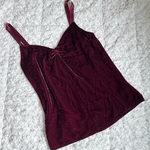 Rebecca Taylor Luxe Burgundy Velvet Camisole Ruched Sweetheart Old Money S